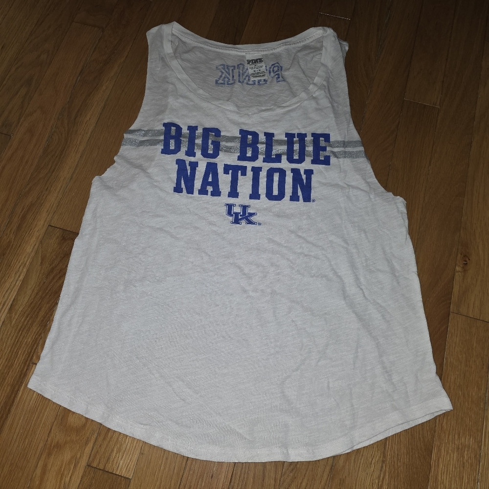 VINTAGE VICTORIAS SECRET PINK UK WILDCATS BIG BLUE NATION SIZE MEDIUM TANKTOP